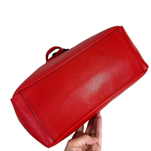 Coach Red Shoulder Tote Bag Top Zip Big Saffiano Leather + Red Wallet Set 23821 - Picture 7 of 15